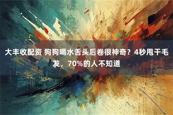 大丰收配资 狗狗喝水舌头后卷很神奇？4秒甩干毛发，70%的人不知道